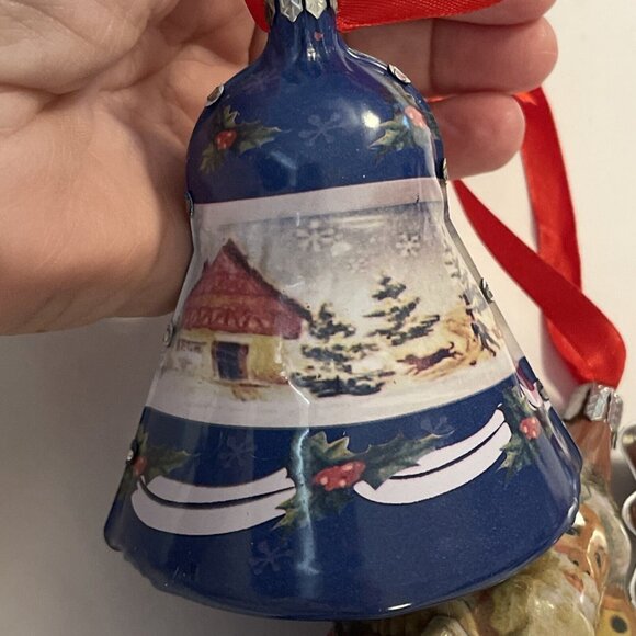 Vintage Thomas Pacconi Metal Tin Ornaments 3Bells, 1 Santa, 1 Nutcracker, Star - Picture 6 of 15